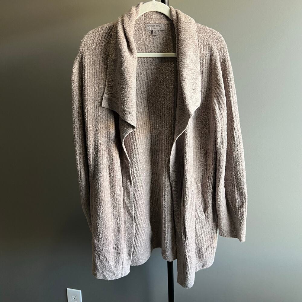 Barefoot Dreams Cozychic Lite open-front cardigan sweater in a brown color XL